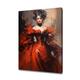 Lady In Red Baroque Puffy Dress Canvas Print | Fashion Art Print | Vintage Portrait Painting Print I Victorian Antique Female Wall Art