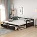 Wooden Daybed with Trundle Bed and Two Storage Drawers, Extendable Bed Daybed, Sofa Bed for Bedroom Living Room