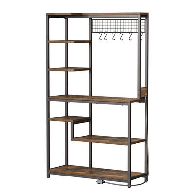 Moasis Kitchen Microwave Stand Bakers Rack Utility Storage Shelf with Power Outlet