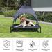 Blue Steel Frame Elevated Dog Bed with Canopy & Non-Slip Feet - Indoor/Outdoor Puppy Cot for Pets