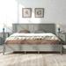 King Size Wood Platform Bed with Headboard and Footboard, Wooden Slat Frame Support