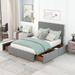 Full Size Velvet Upholstered Platform Bed with Four Drawers on Two Sides and Adjustable Headboard