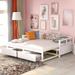 Wooden Daybed with Trundle Bed and Two Storage Drawers, Extendable Bed Daybed, Sofa Bed for Bedroom Living Room