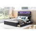 Upholstered Platform Bed w/Storage Headboard, LED, USB Charging&2 Drawers,Full Platform Bed with Wooden Slats Support, Dark Grey