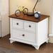 Pine Wood 2 Drawer Nightstand End Table Bedside Table Coffee Table with Wooden Handle for Bedroom Living Room Kids' Room