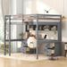 Designs Full Size Loft Bed with Desk, with Desk & Drawers, Storage Loft Bed with Cabinets,Charging Station & Bedside Tray, Grey