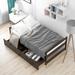 Twin Size Platform Bed with 2 Storage Drawers Under Bed, Solid Wood Daybed with No Headboard for Kids Teen Boys Grils, Espresso
