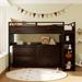Twin Solid Wood Loft Bed w/Cabinet&Desk,2 Drawers & Cupboard,Espresso