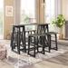 5-Piece Rustic Counter Height Dining Set, Solid Wood Console Table, 4 Backless Stools for Small Places