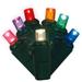 Vickerman 200 Multi-Colored Wide Angle LED Light on Green Wire, 100' Christmas Single Mold Light Strand - Multicolor