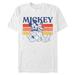 Men's White Mickey Mouse & Pluto Retro Stripe T-Shirt