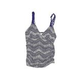 Badgley Mischka Swimsuit Top Black Chevron/Herringbone V-Neck Swimwear - Women's Size 4