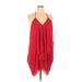 Charlotte Russe Casual Dress - Shift V-Neck Sleeveless: Red Solid Dresses - New - Women's Size X-Large