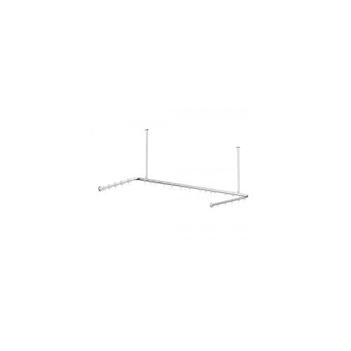 Alu Duschvorhangstange Silber glänzend 70x165x70 cm barrierefrei passend für Badewanne, U-Form, inkl. Deckenhalterungen, inkl. Ringe