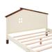Modern Simple Full Size Wood Platform Bed with House-shaped Headboard and Wood Slat Support Foundation for Teens Boys & Girls