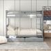 Gray-Twin-Over-Twin Bunk Bed for Dorm Bedroom, Convertible into 2 Beds
