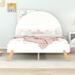 Wooden Cute Platform Bed With Curved Headboard, Full Size Bed With Shelf Behind Headboard for Kids, Teens, Girls, Boys