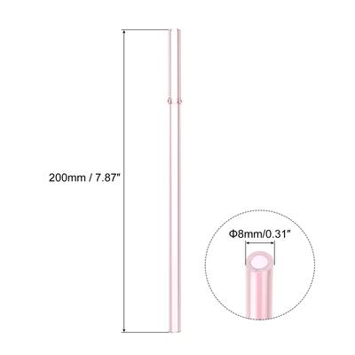 6Pcs Reusable Glass Straws, 200mm/8inch Long, 8mm/0.3" Dia Cute Straws