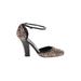 Charles David Heels: Pumps Chunky Heel Bohemian Brown Zebra Print Shoes - Women's Size 8 1/2 - Closed Toe - Animal Print Wash