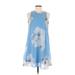 Calvin Klein Casual Dress - A-Line Crew Neck Sleeveless: Blue Floral Dresses - Women's Size 6