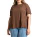 Plus Size Women's Pleated Hem Top by ELOQUII in Potting Soil (Size 18)