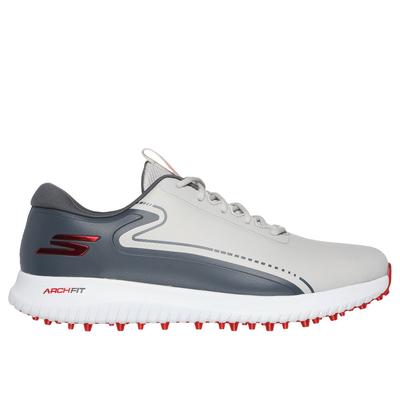 Skechers Men's GO GOLF Max 3 Shoes | Size 8.5 | Gray/Red | Synthetic/Textile | Arch Fit