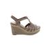 Clarks Wedges: Tan Print Shoes - Women's Size 8 1/2 - Open Toe