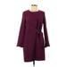 RACHEL Rachel Roy Casual Dress - Shift Crew Neck Long sleeves: Purple Solid Dresses - Women's Size 6