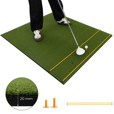 Costway Artificial Turf Mat for Indoor and Outdoor Golf Practice Includes 2 Rubber Tees and 2 Alignment Sticks-20mm