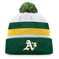 Men's Fanatics Branded Green Oakland Athletics Stripe Cuffed Knit Hat with Pom