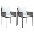 vidaXL Patio Chairs with Cushions 2 pcs Black 21.3 x24 x32.7 Poly Rattan