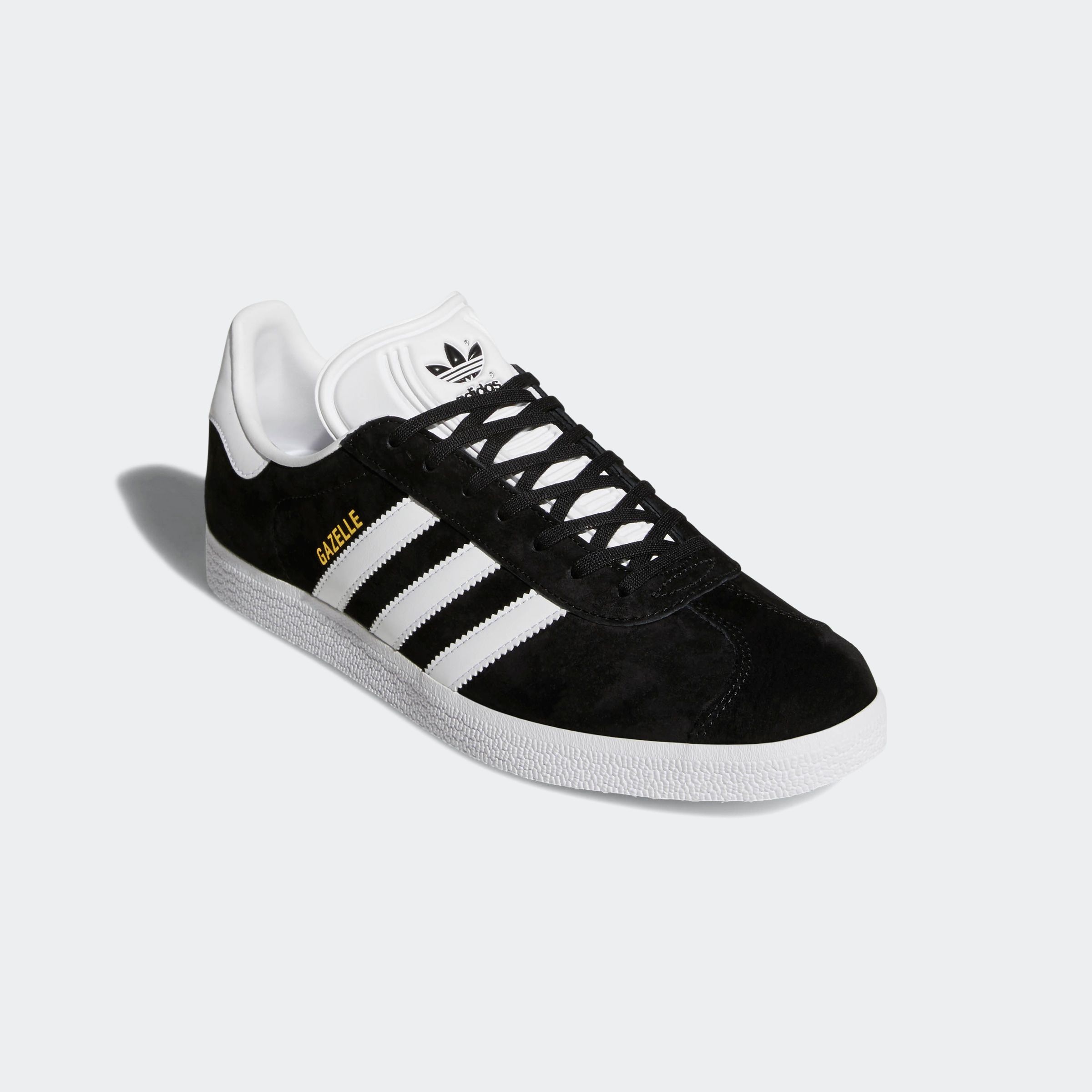 Sneaker ADIDAS ORIGINALS "GAZELLE", Herren, Gr. 40, schwarz-weiß (core schwarz, weiß, gold metallic), Leder, Synthetik, Schuhe Sneaker