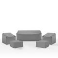 Crosley Furniture Covers 5-Piece Vinyl Outdoor Sofa Cover Set in Gray