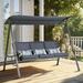 Chery Industrial 3-Seat Outdoor Converting Canopy Porch Swing Glider Patio Hammock w/ Removable Cushions