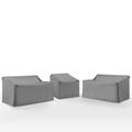 Crosley Furniture Covers 3-Piece Vinyl Outdoor Sectional Cover Set in Gray