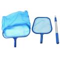 6588 Swimming Pool Skimmer Net Set Includes 1 PCS Deep Skimmer Net 1 PCS Rake with Mesh Net Bag 1 PCS Aluminum Telescopic Pole Cleaning Tool for Pools and Spa (Flat Rake and Deep Rake)