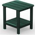 JEAREY 17.7 2-Tier Outdoor Side Table Plastic Outdoor End Tables for Patio Green