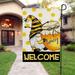 Grandest Birch Garden Flag Bee Sunflower Printed Non-Fading Polyester Linen Printing Garden Flag Patio Supply