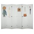 Fionafurn 6 Panel Room Divider Wooden Folding Privacy Screens Room Divider Wall Freestanding White