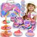 HEJULIK 48Pcs Unicorn Toys Tea Party Set for Little Girls Birthday Gift for Age 3 4 5 6 Year Old Princess Tea Set Toys for Little Girls Kids Kitchen Pretend Toy with Tin Tea Set Desserts