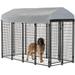 YRLLENSDAN 8 x 4 x 6 Ft Dog Kennel Outdoor Dog Pen Playpen House Heavy Duty Dog Crate Metal Galvanized Welded Pet Animal Camping Cage Fence with UV-Resistant Waterproof Cover and Roof