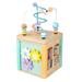 DoubleYi Wooden Toy Storage Box High-quality Wooden Toy Interactive Wooden Learning Cube Safe Fun Toddler Toy with Storage