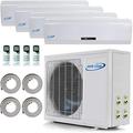 4 Zone Mini Split 12000 12000 12000 12000 Ductless Air Conditioner Pre-Charged Quad Zone Mini Split Four 25 ft Linesets USA Parts & Support