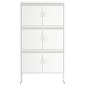 6 Door Metal Accent Storage Cabinet Freestanding Cupboard with Adjustable Shelves Narrow Organizer Steel Cabinet for Home Office School Garage White