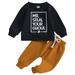 Kids Baby Boys Outfits Set Long Sleeve Letters Print Sweatshirt with Sweatpants Halloween Clothes Suit