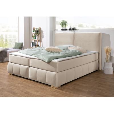 Boxspringbett "Wehma", beige, B:170cm L:233cm, Struktur fein (100% Polyester), GUIDO MARIA KRETSCHMER HOME & LIVING, Komplettbetten, Boxspringbett, inkl. Topper in 3 verschiedenen Matratzen, auch in Samtstoff Image