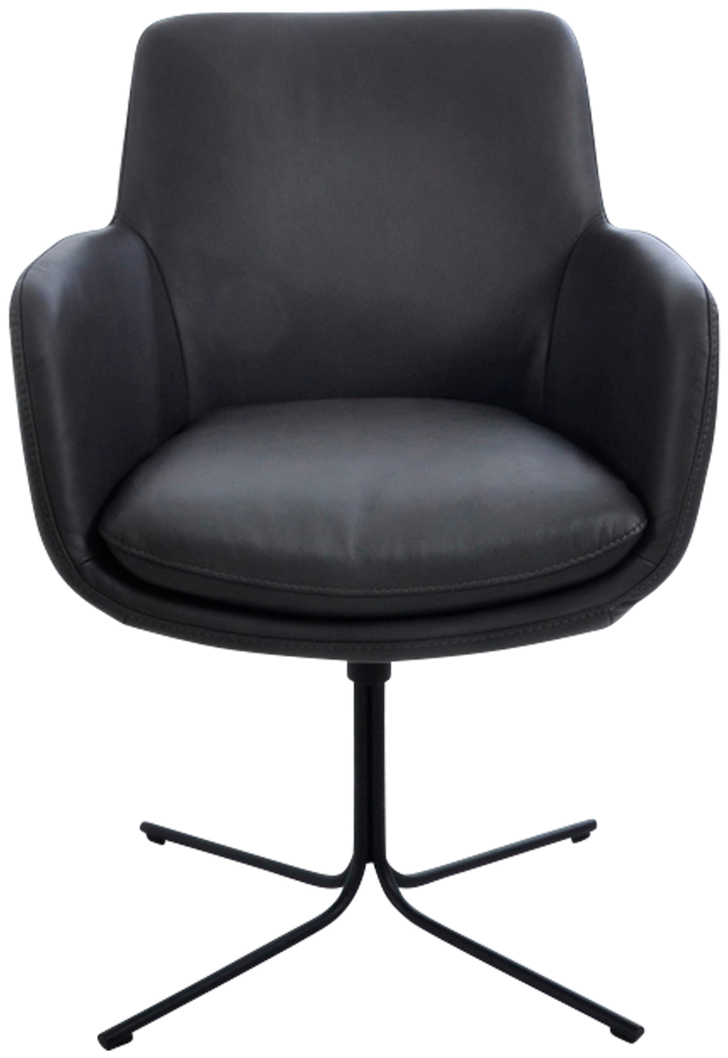 Drehstuhl K+W KOMFORT & WOHNEN "Pego", grau (asphalt 88), B:59cm H:84cm T:65cm, Stühle, Drehstuhl Esszimmerstuhl, filigranem 4-Fuß-Gestell in schwarz Image