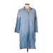 Luxology Casual Dress - Shift: Blue Solid Dresses - Women's Size 8