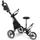 GYMAX Golf Push Pull Cart, Lightweight 3 Wheels Golf Trolley with Storage Bag, Foot Brake, Adjustable Umbrella Holder, Padded Seat and 4 Height Position Handle, Foldable Golf Bag Holder (Gray)