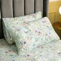 QSH 100% Egyptian Cotton Floral Pillow Cases Queen, Green Flowers Botanical Pattern Bedding Pillow Shams for Queen Bed, Envelope Closure Pillow Covers Queen Size Pillow Cases Set of 2 (Queen, 20x30)